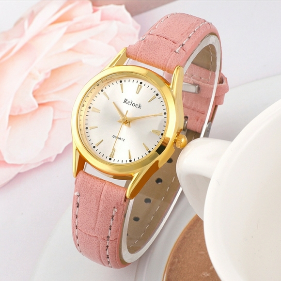 [RED] Fashion Pu Leather Belt Casual Womens Quartz Watch - Picture 3 of 5